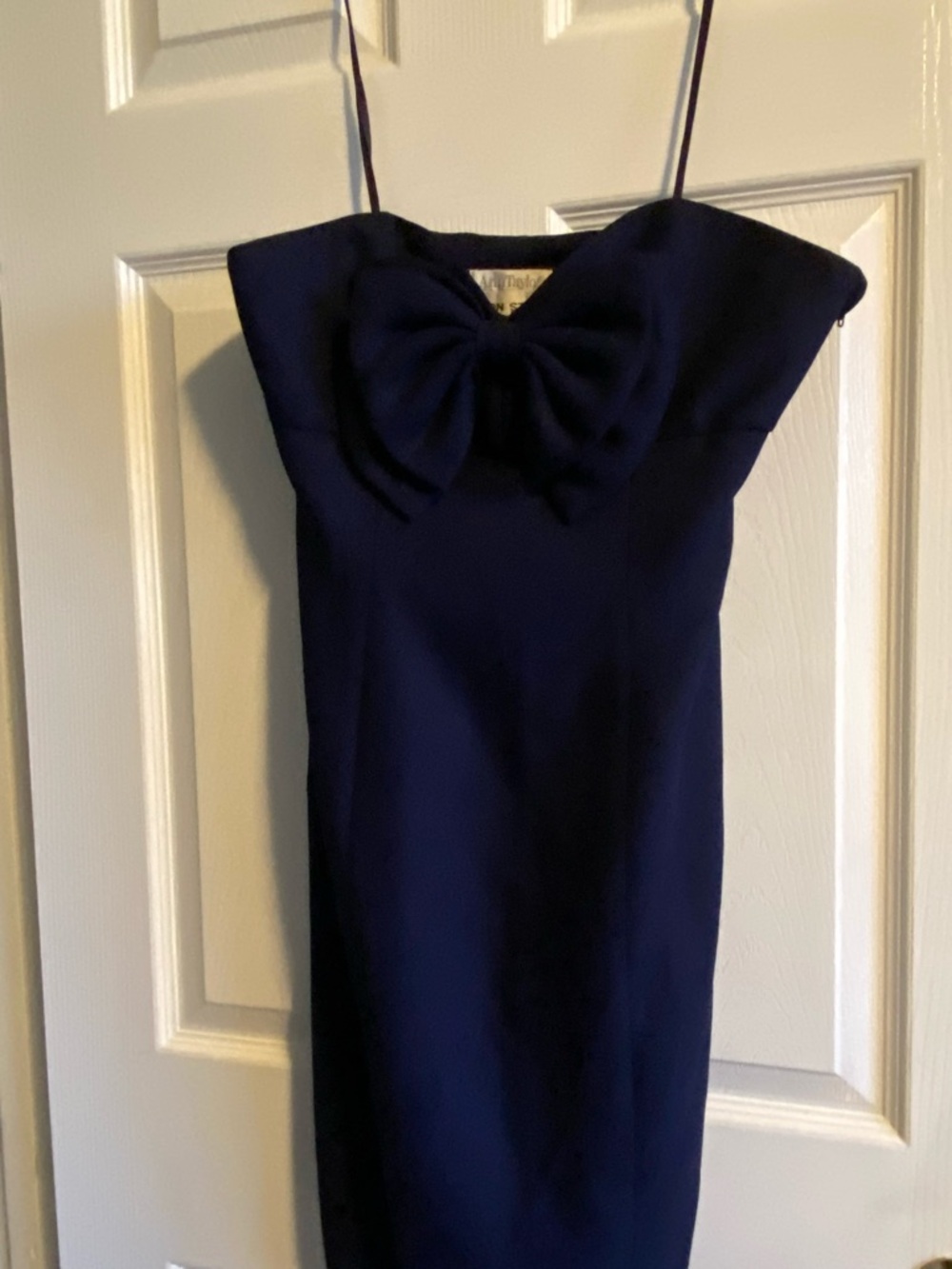 Vintage Albert Nipon Studio for Ann Taylor Navy Bow-Accent strapless dress